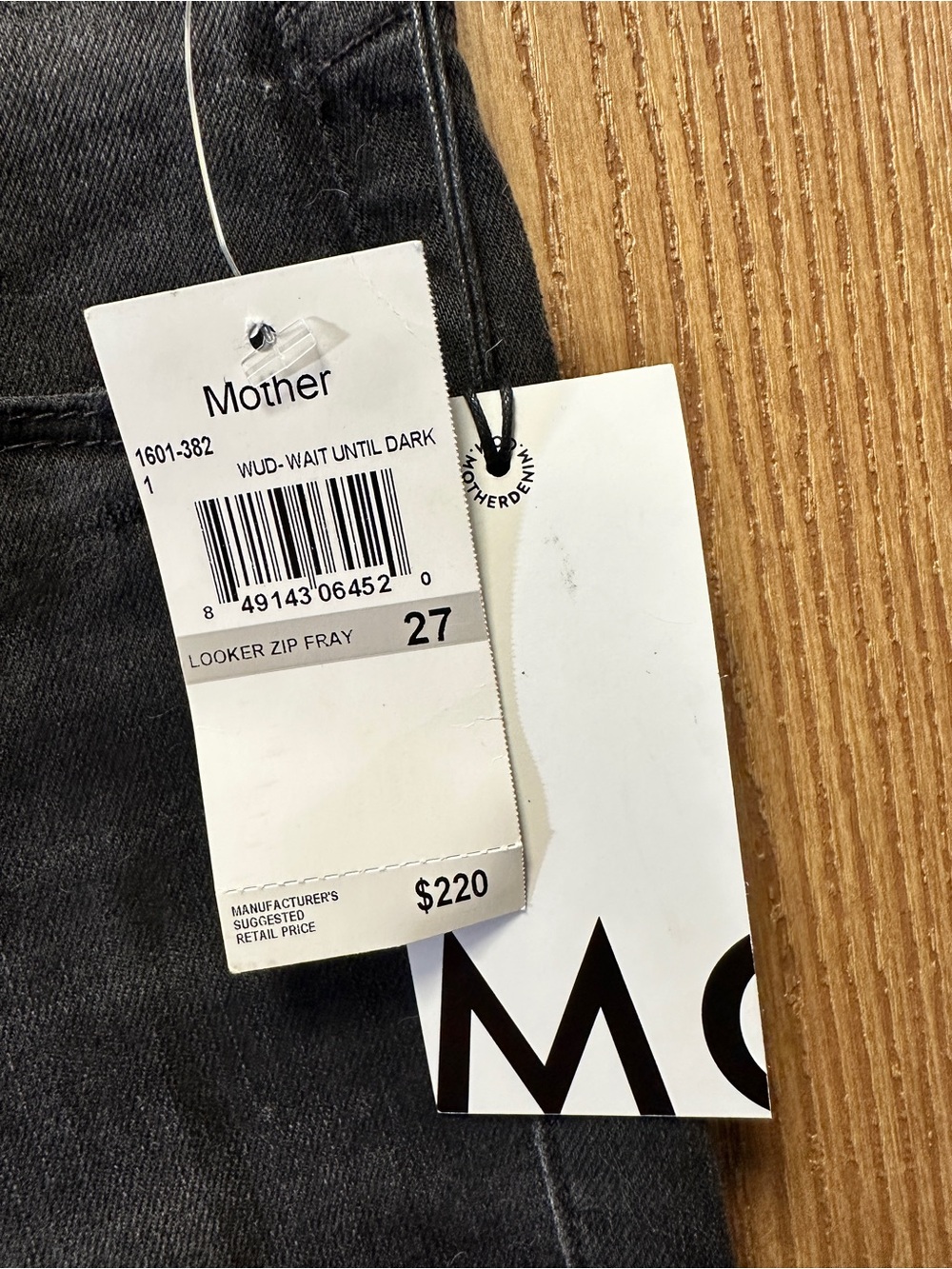 MOTHER Looker Zip Fray grey black skinny jean with ankle zippers NWT - Picture 7 of 10